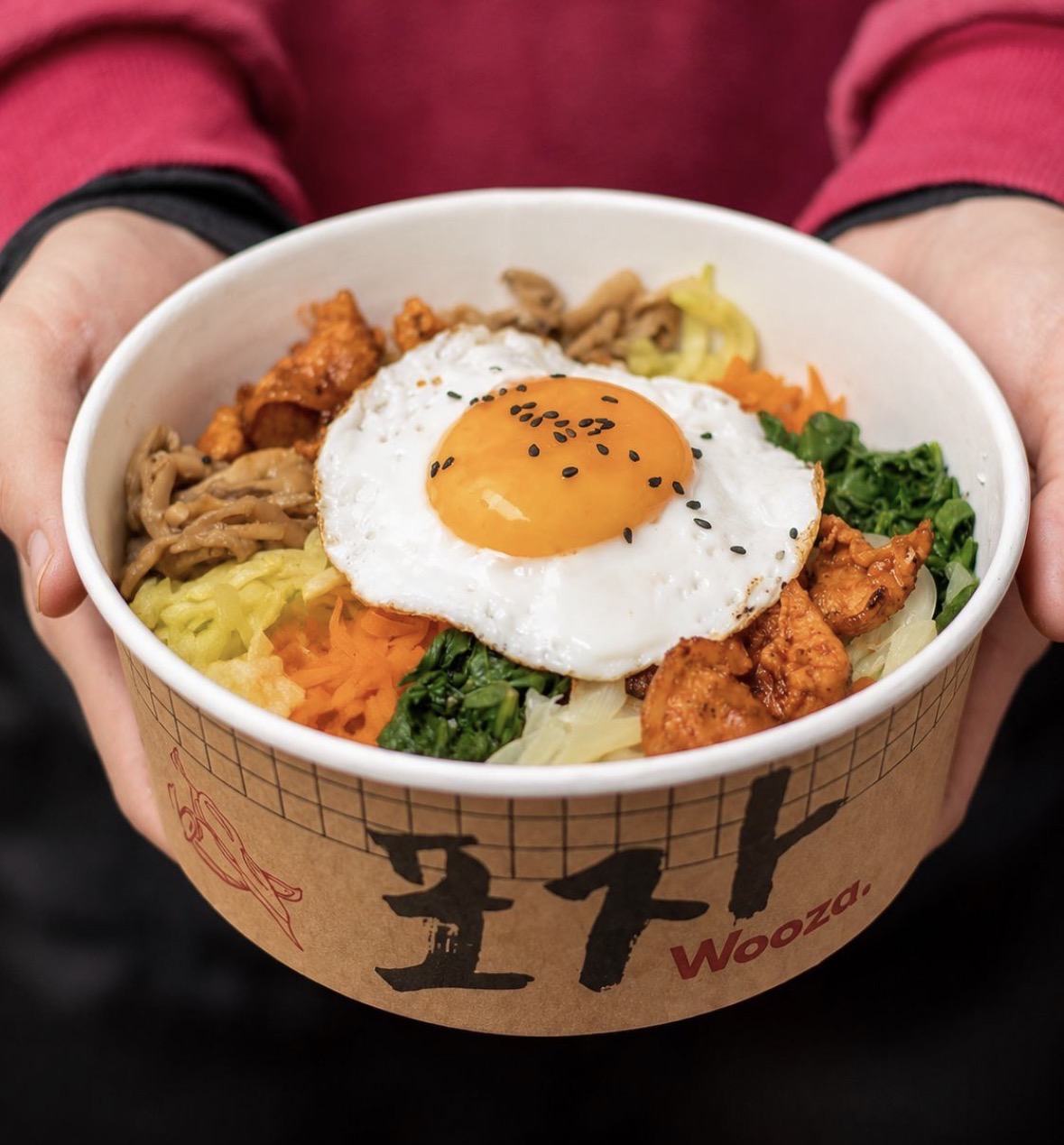 Pote de papel personalizado Kraft Bowls com bibimbap